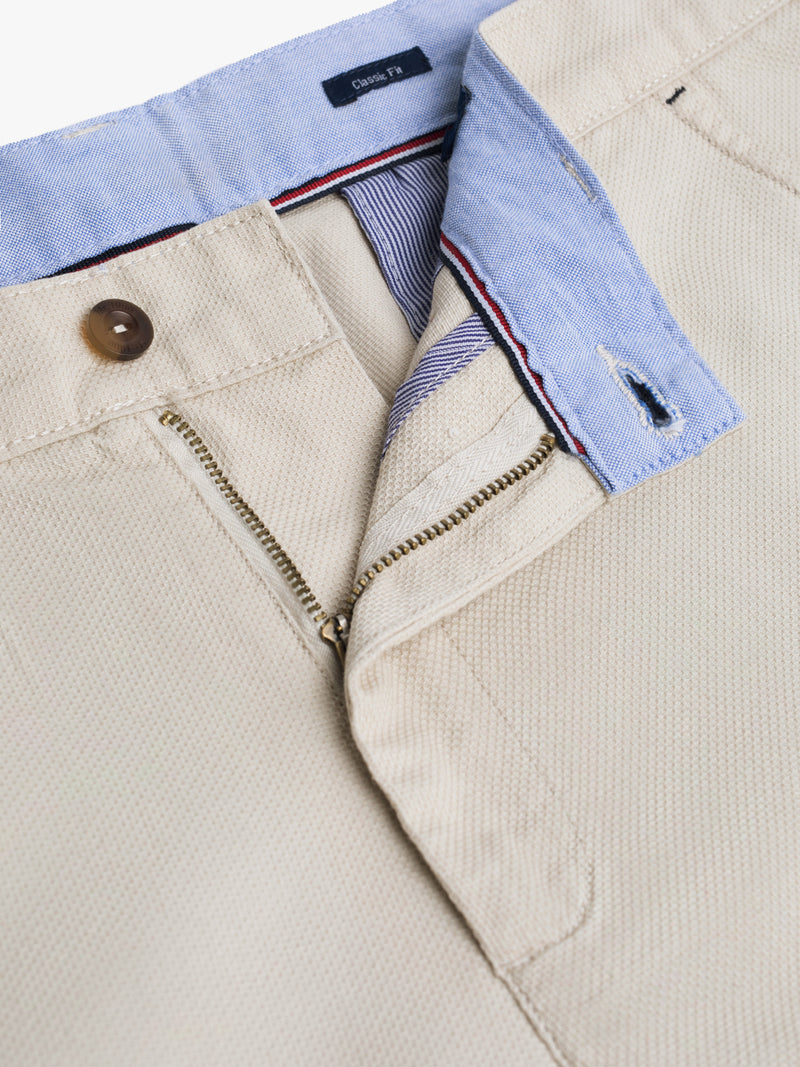 Beige structured Chino shorts in classic fit cotton