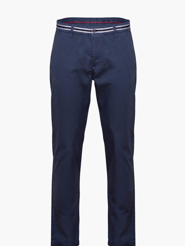 Plain Chinos pants with dark blue texture