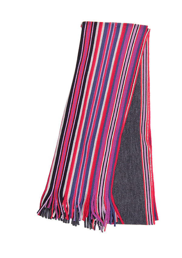 Thin gray striped scarf