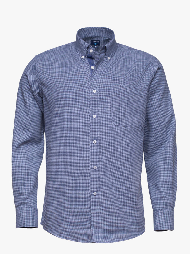 Dark blue flannel shirt with pocket and details