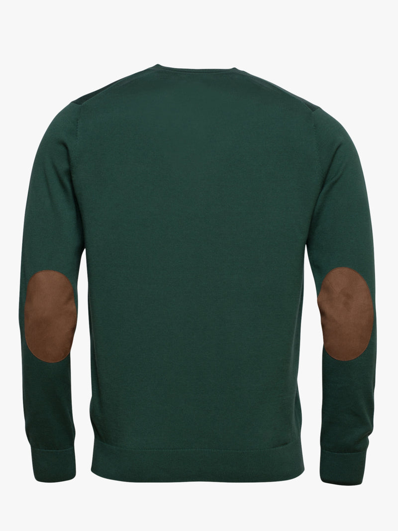 Dark green cotton V-neck sweater
