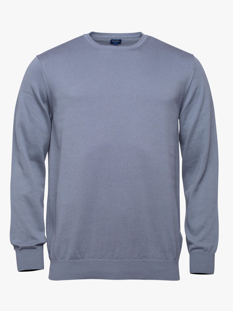 Grey cotton round-neck sweater