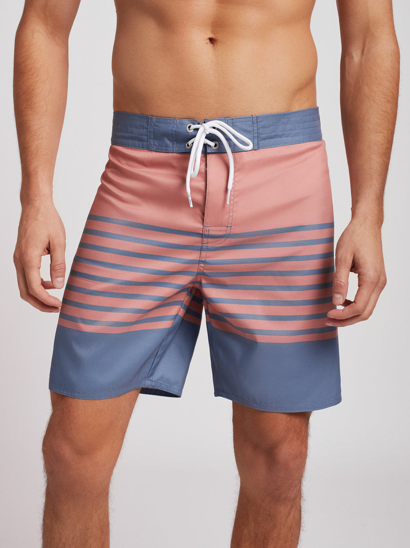 Salmon striped surfer shorts