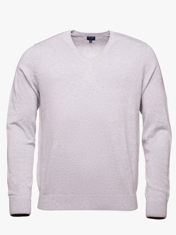 V-neck cotton pullover with collar detail