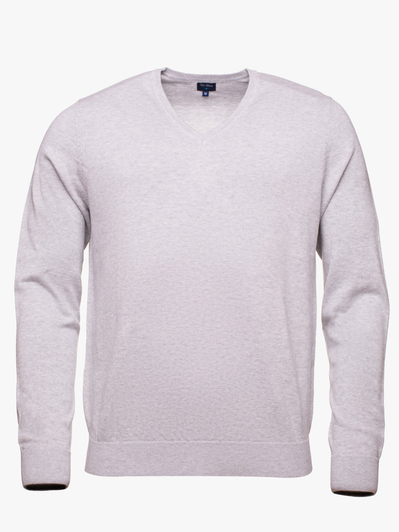V-neck cotton pullover with collar detail