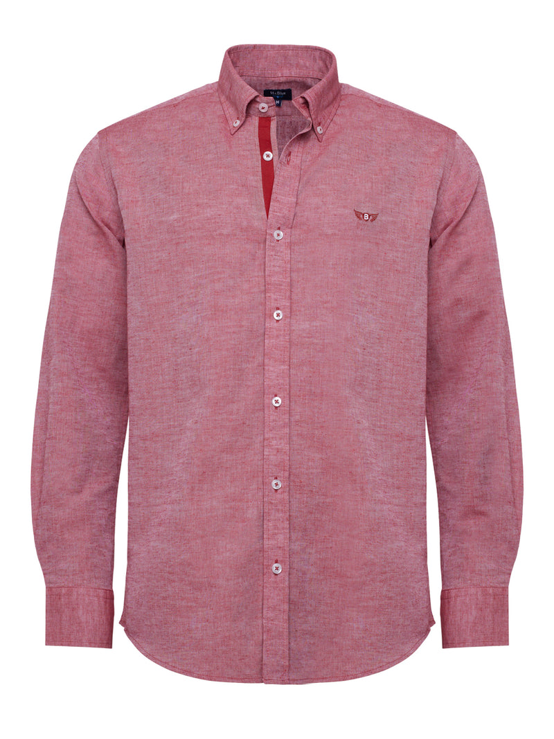 Red Regular Fit Linen Shirt