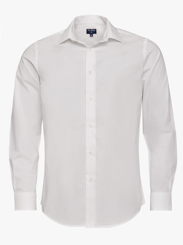 Camisa blanca de popelina de corte ajustado