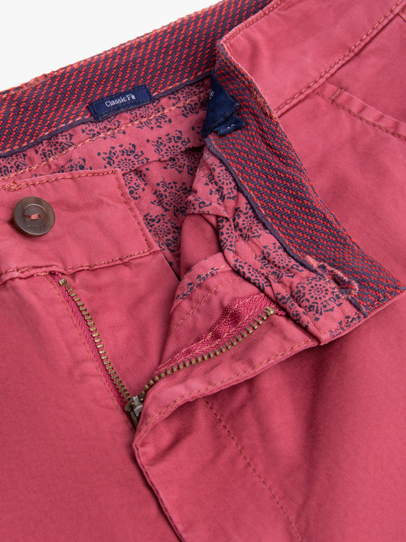 Twill Garment Dye Plain Red Bermuda Shorts