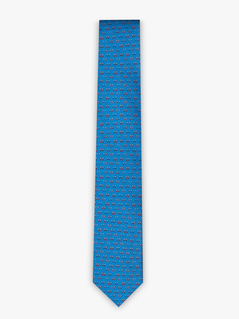 Silk jacquard fantasy tie medium blue and red