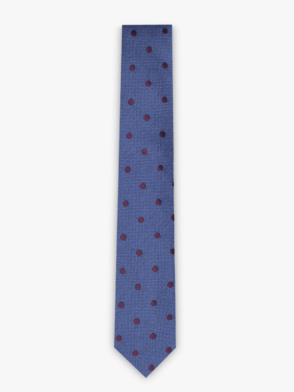 Corbata de diseño italiano bolas azul oscuro y burdeos