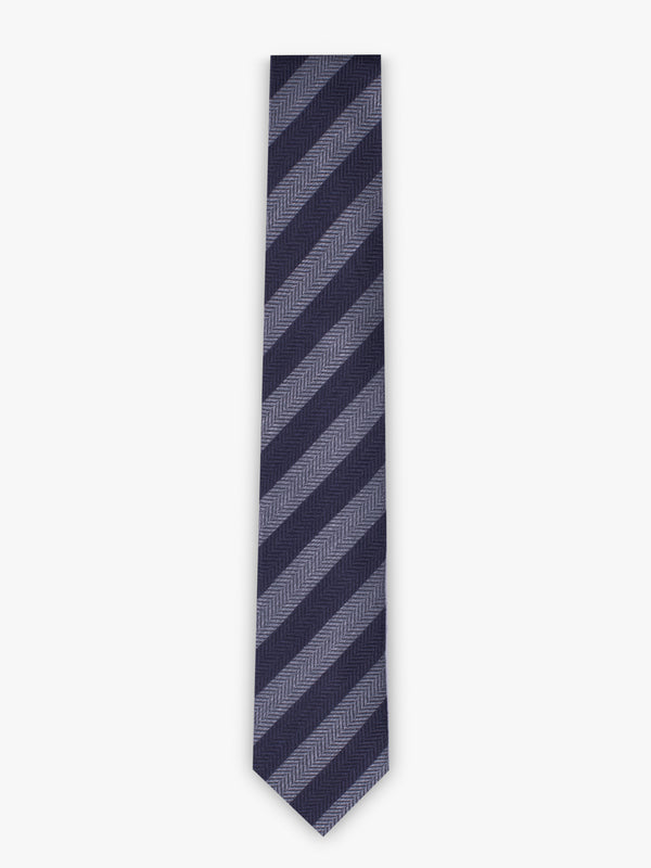Corbata de diseño italiano a rayas gruesas gris