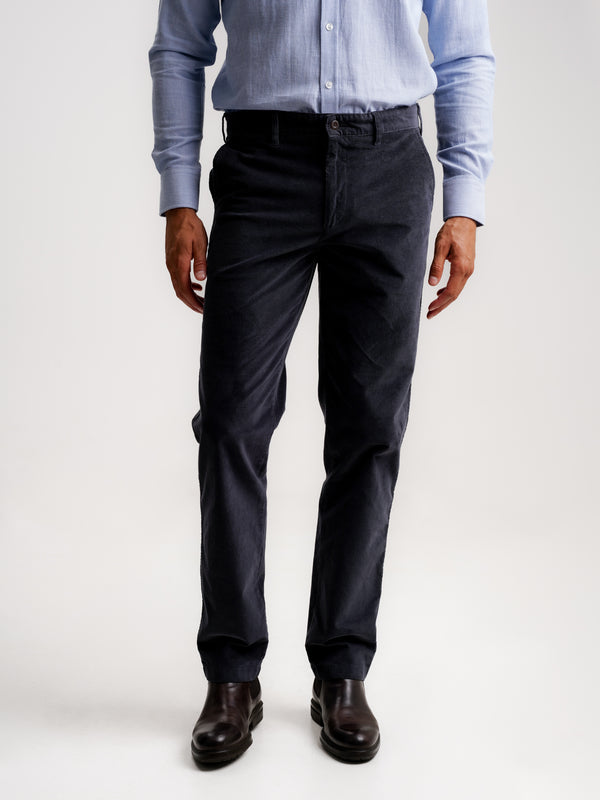 Blue Regular Fit Bombazine Trousers