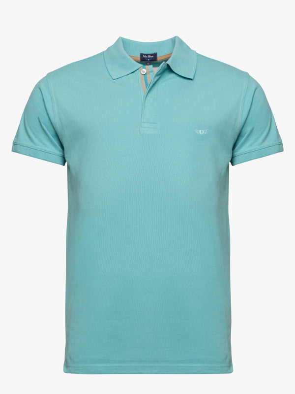 Turquoise Short Sleeve Slim Fit Piquet Polo