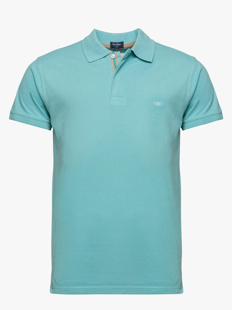 Turquoise Short Sleeve Slim Fit Piquet Polo