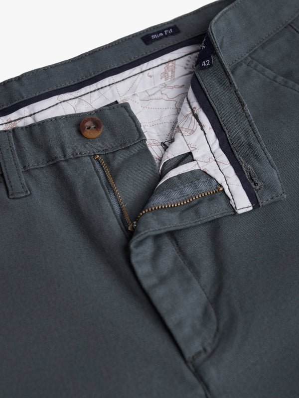 Green Slim Fit Dobby Chinos