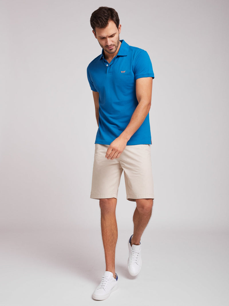Slim fit blue polo short sleeve 100% cotton