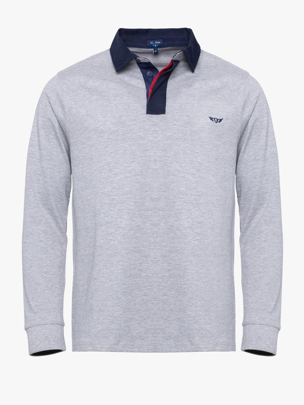 Grey smooth Rugby polo shirt