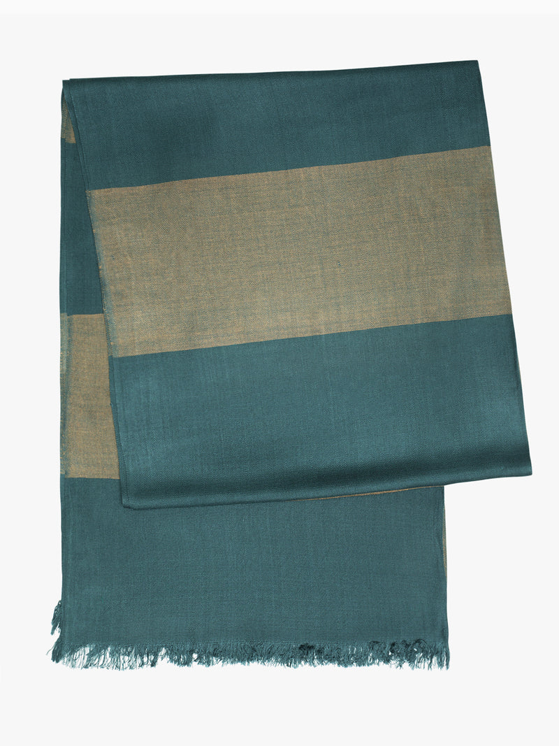 Scarf with green and beige stripe