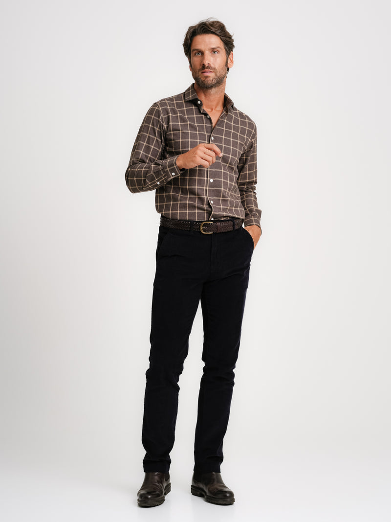 Camisa Tailored fit Twill Castanha