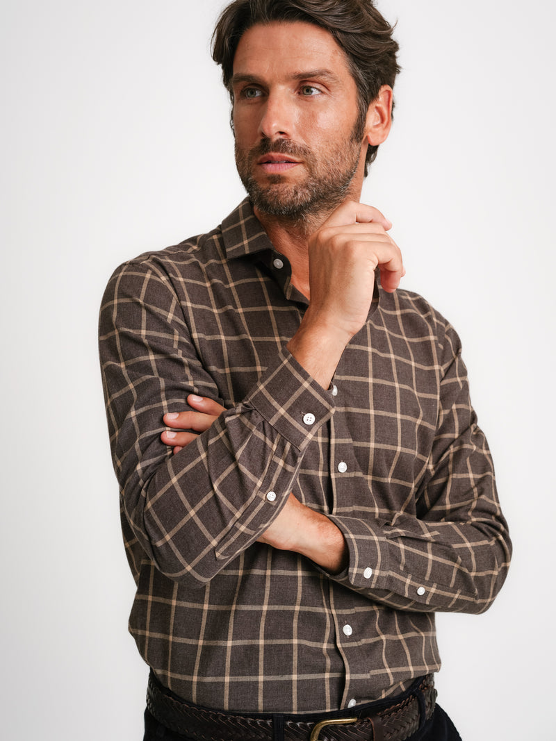 Tailored fit Twill shirt brown