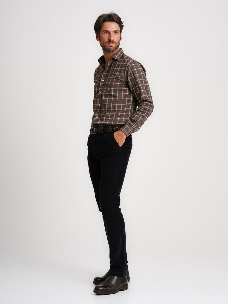 Camisa Tailored fit Twill Castanha