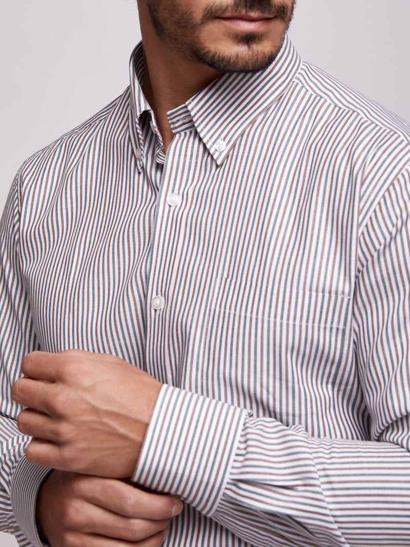 Regular Fit Brown Long Sleeve Shirt