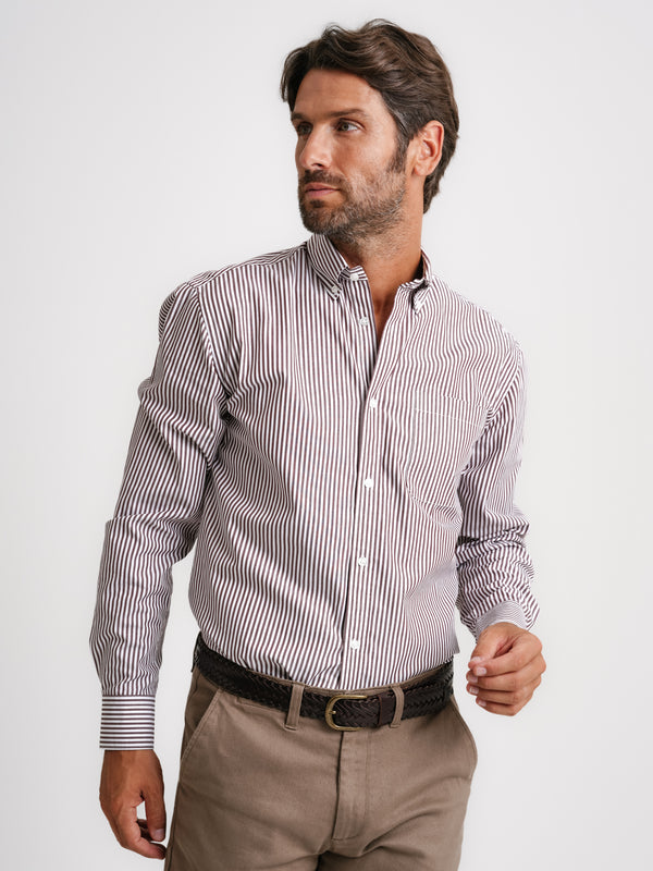 Brown Poplin Regular Fit Shirt