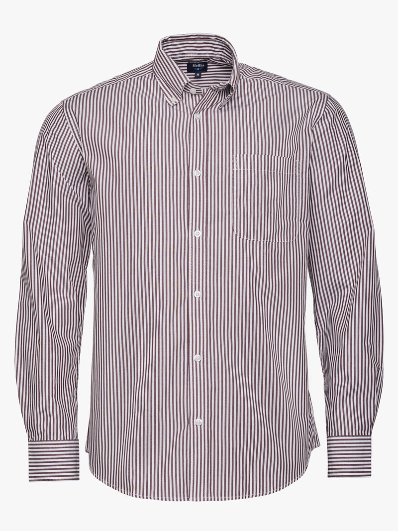 Brown Poplin Regular Fit Shirt