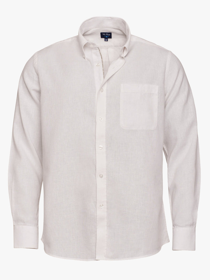 Camisa blanca de lino de corte regular
