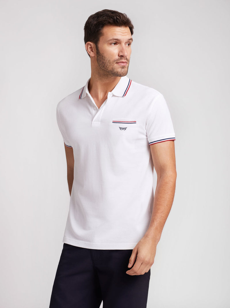 White polo short sleeve 100% cotton with pocket