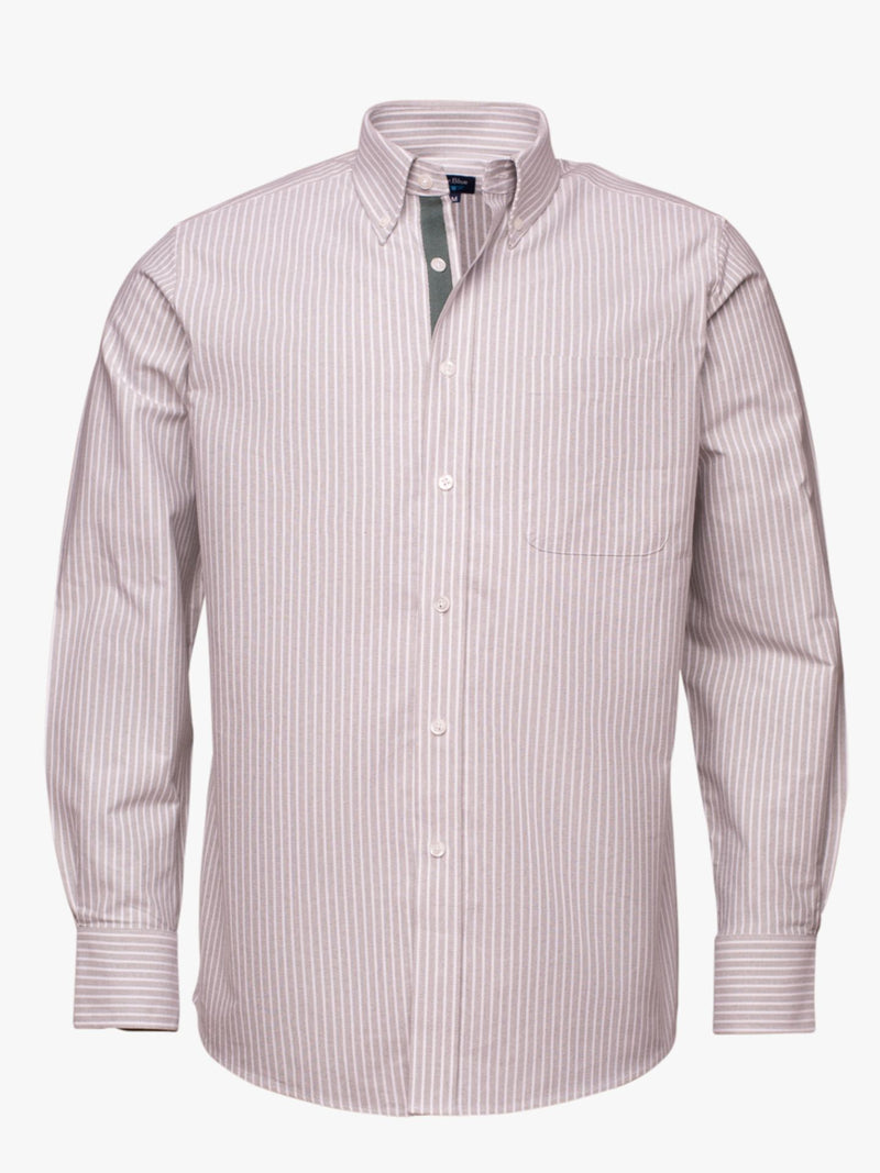Camisa Oxford informal con rayas finas y bolsillo
