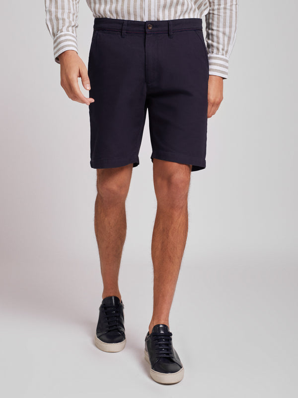 Calções bermuda Chino estruturados azul escuro em algodão casual fit