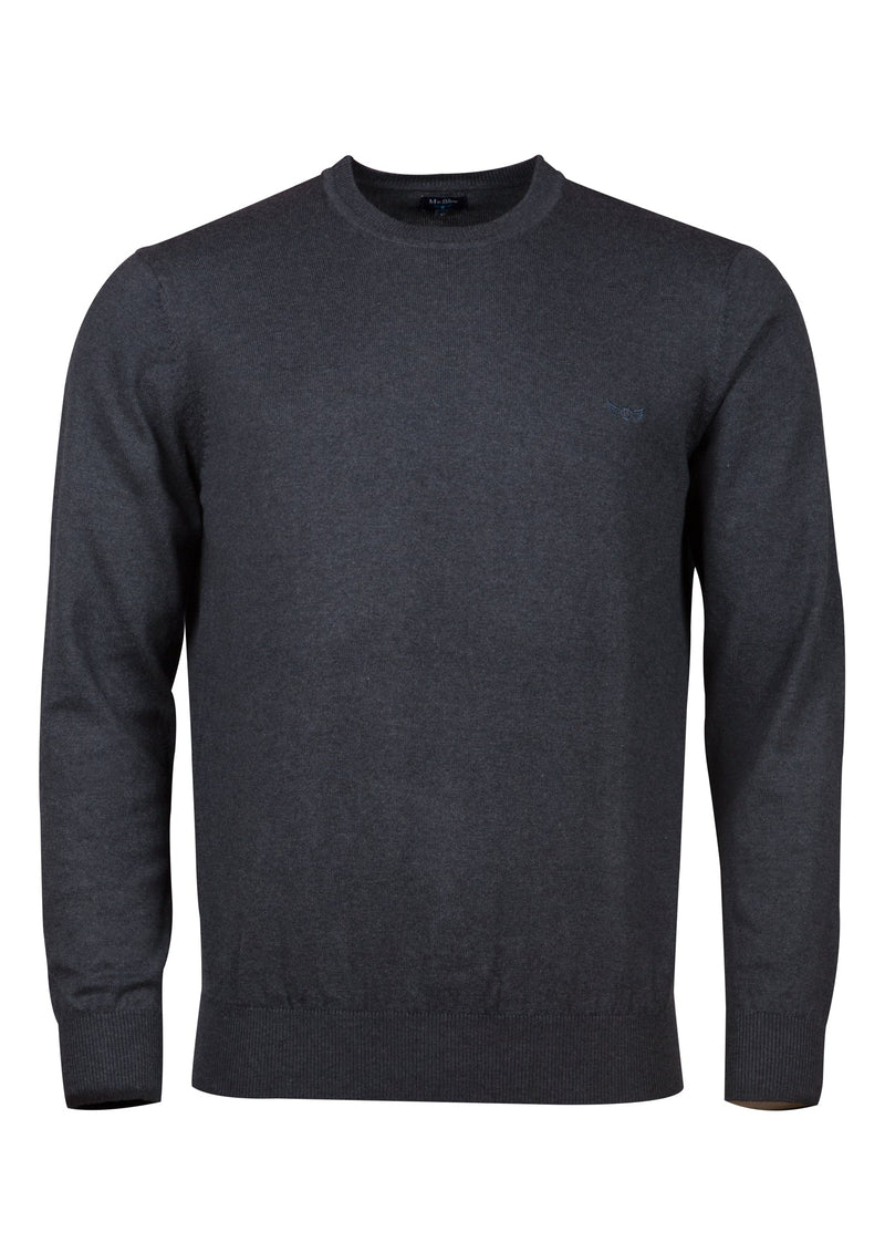 V-neck cotton and cashmere pullover with elbow pads