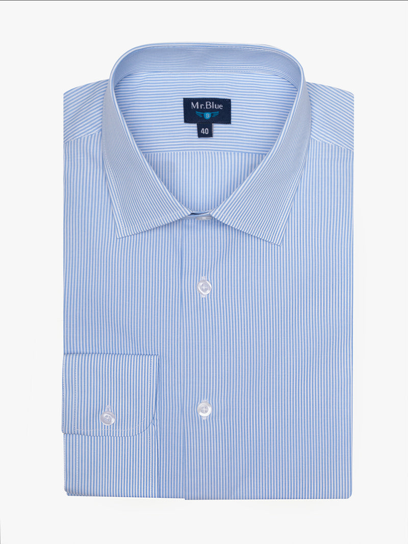 Classic mid blue thin stripes shirt