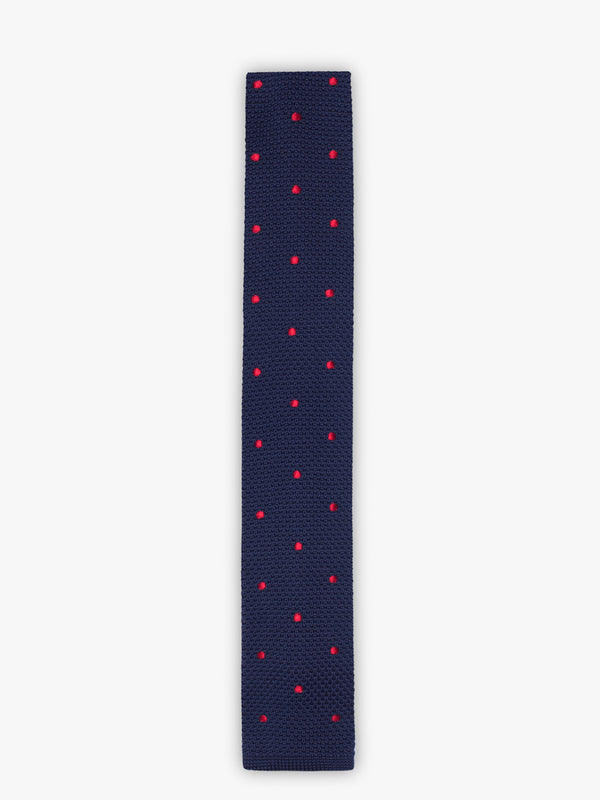 Red and dark blue ball knit tie