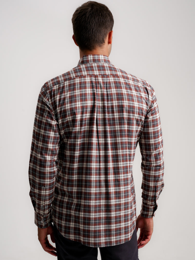 Regular Fit Brown Flannel Shirt