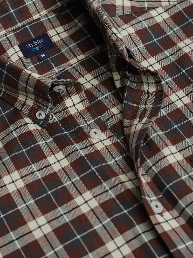 Regular Fit Brown Flannel Shirt