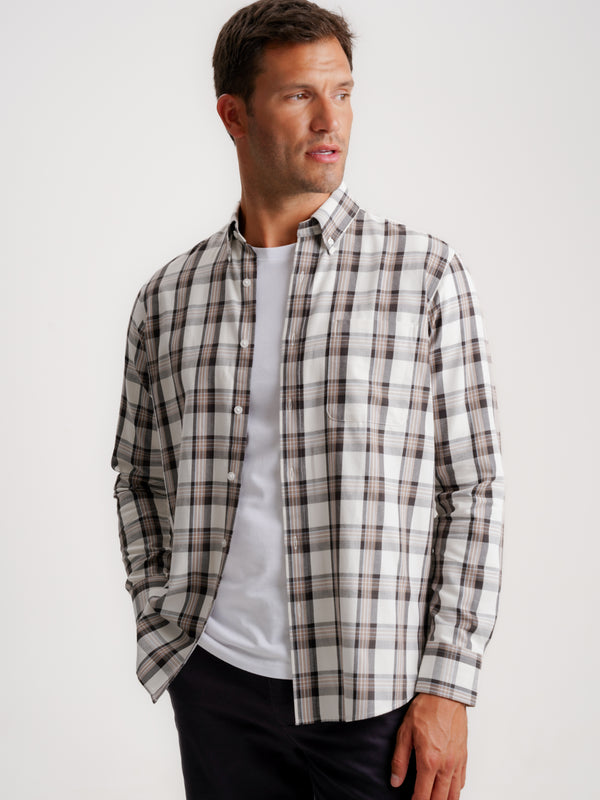 Regular Fit Beige Flannel Shirt