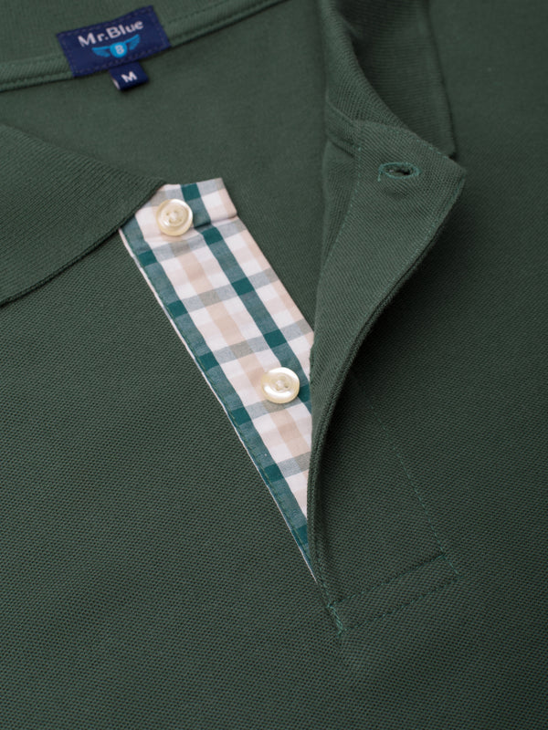 Green cotton piquet polo short sleeve