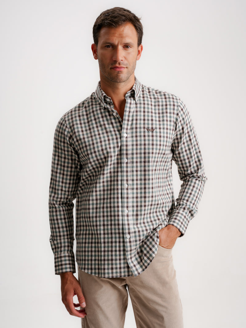 Regular Fit Brown Flannel Shirt