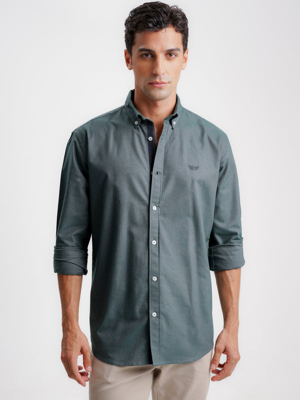 Camisa Regular Fit Oxford Azul