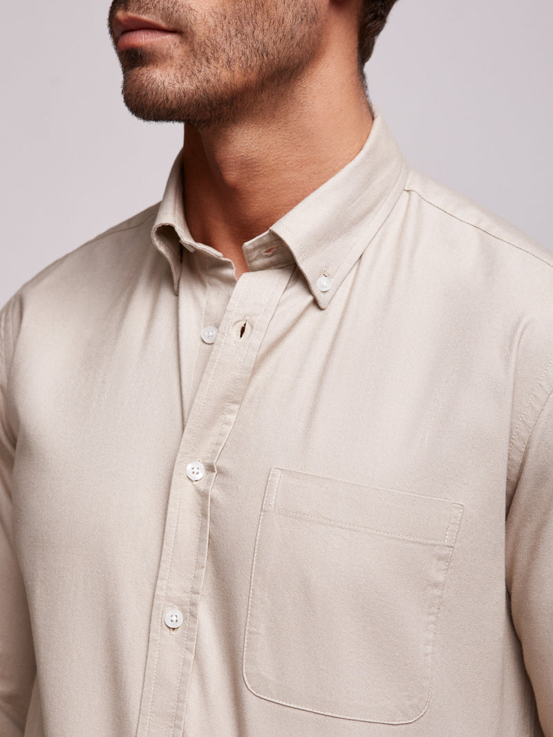 Regular Fit Beige Long Sleeve Shirt