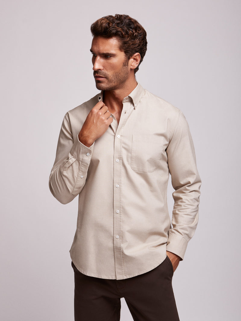 Regular Fit Beige Long Sleeve Shirt