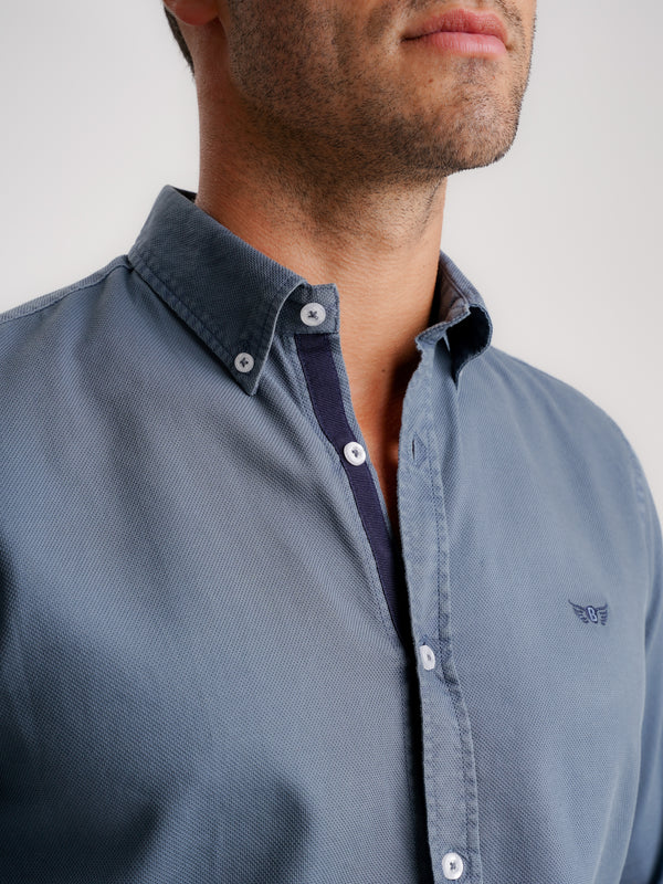 Camisa Regular Fit Estructurada Azul