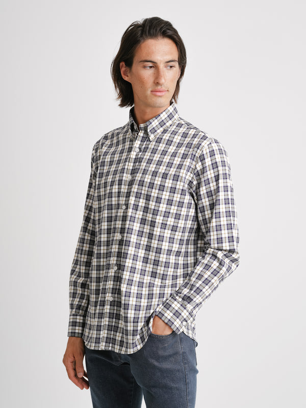 Camisa de sarga gris de ajuste regular