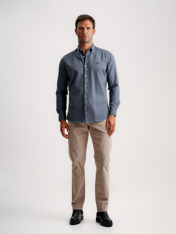 Camisa Regular Fit Estructurada Azul