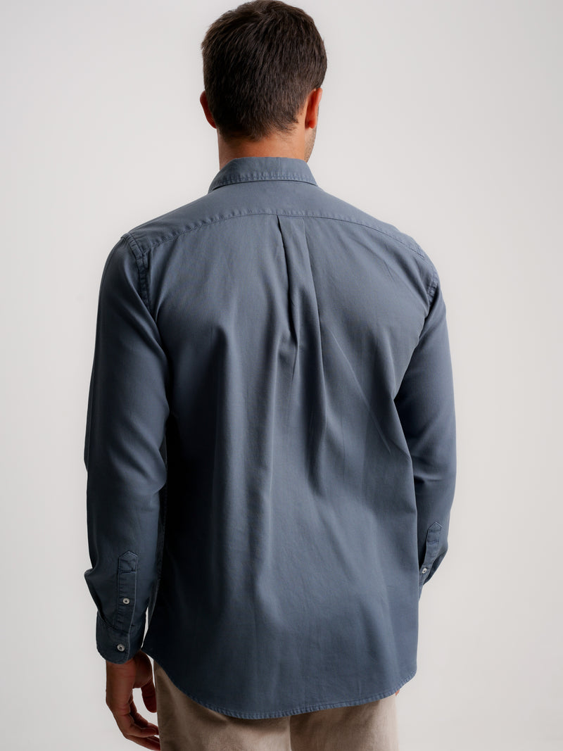 Camisa Regular Fit Estruturada Azul