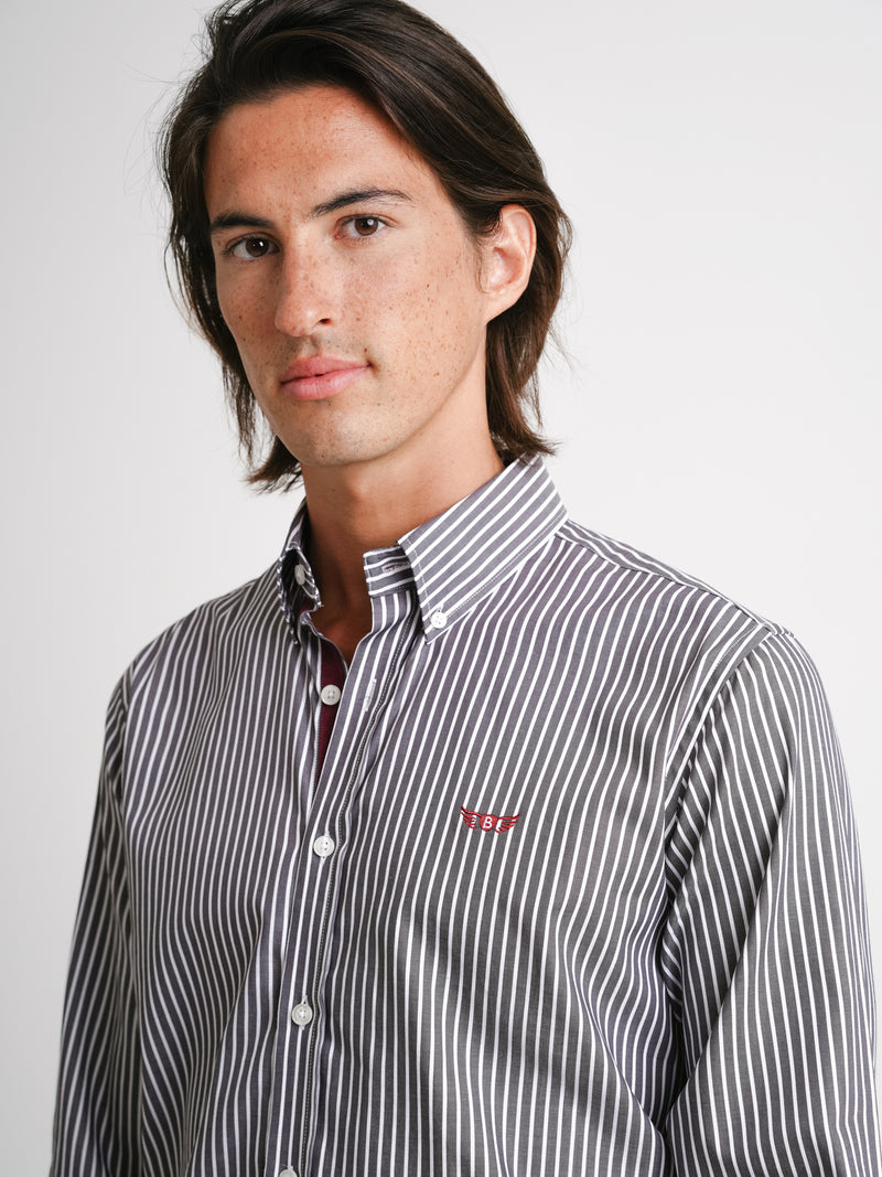 Camisa de sarga gris de ajuste regular