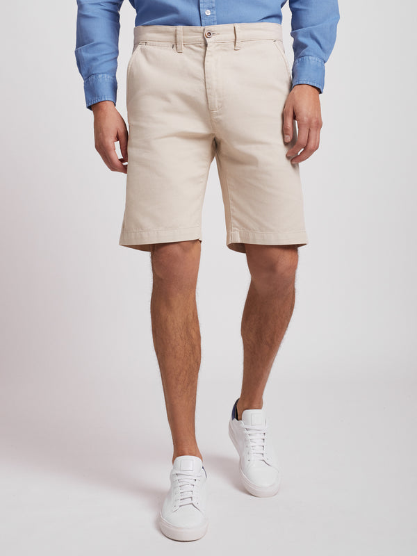 Beige structured Chino shorts in classic fit cotton