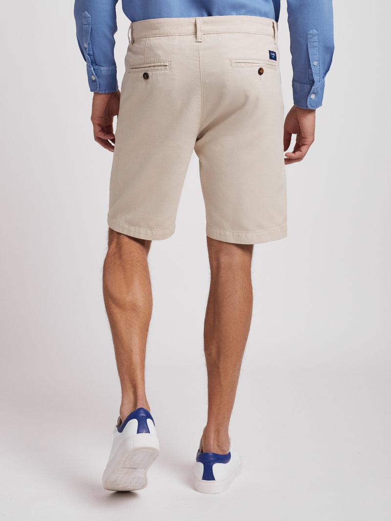 Beige structured Chino shorts in classic fit cotton